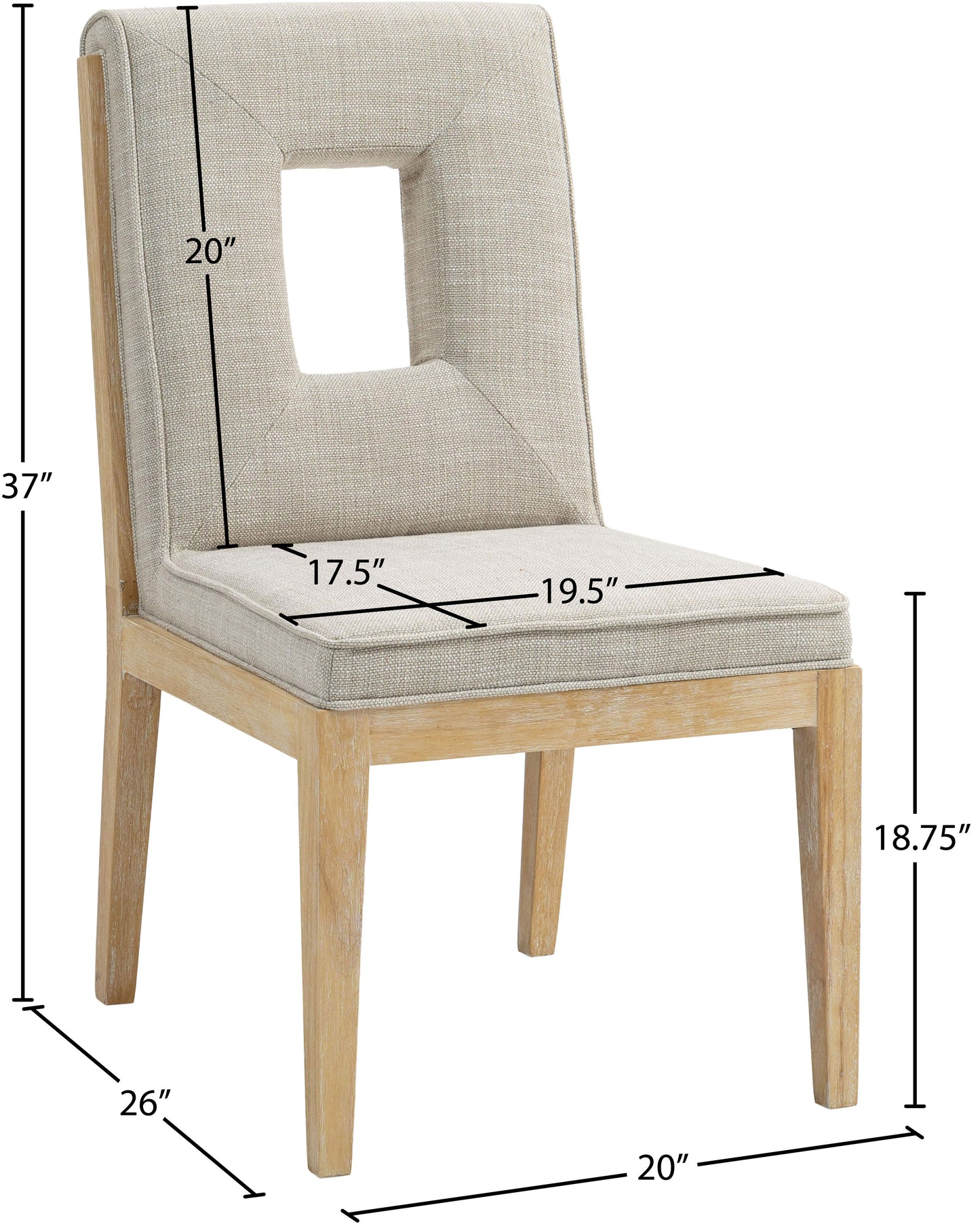 madrid cream linen textured fabric dining side chair