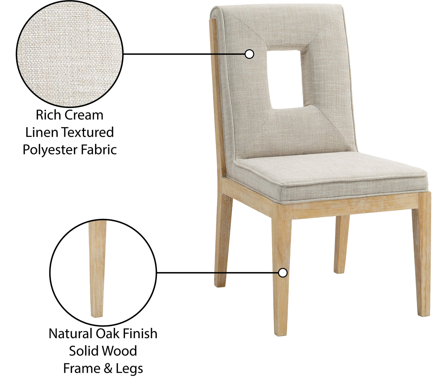 madrid cream linen textured fabric dining side chair