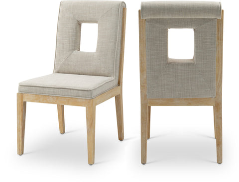 Kellan Cream Linen Textured Fabric Upholstered Dining Side Chair , 2-Piece (Style 1)