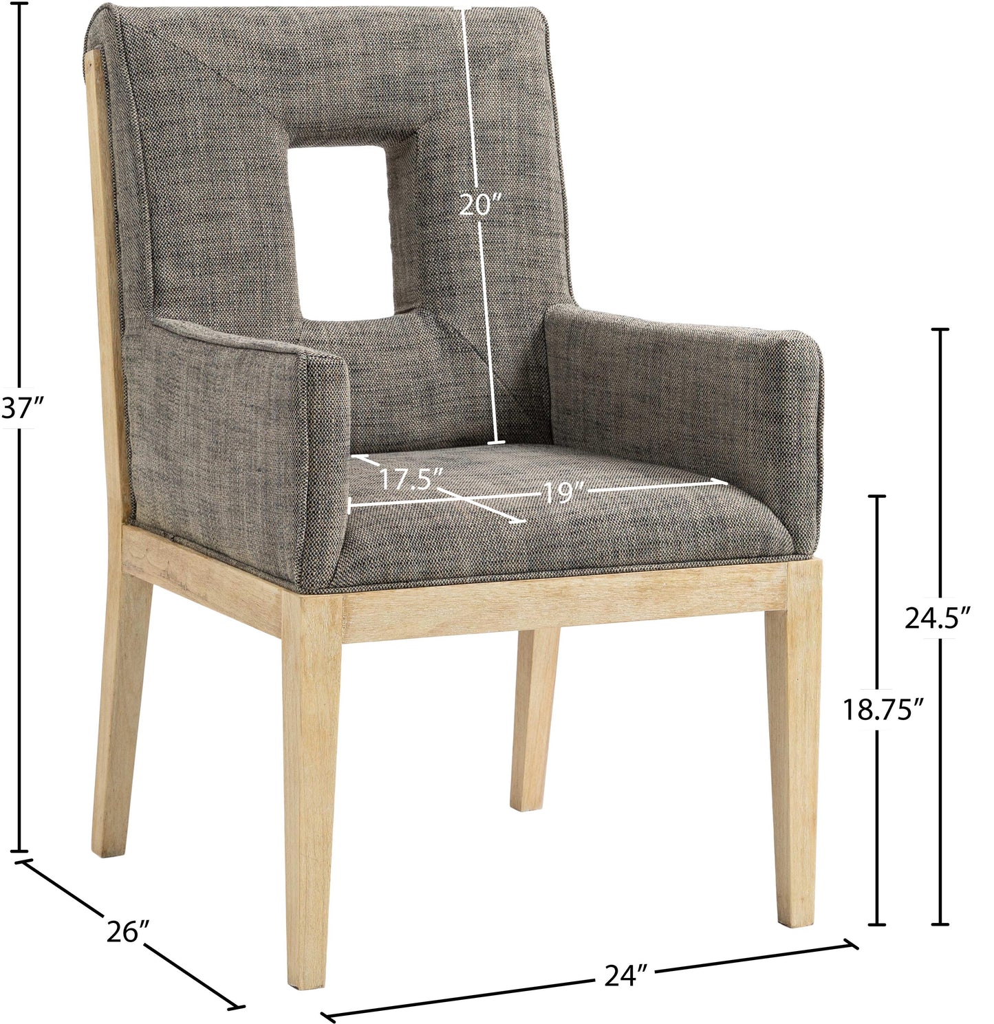 madrid grey linen textured fabric dining arm chair