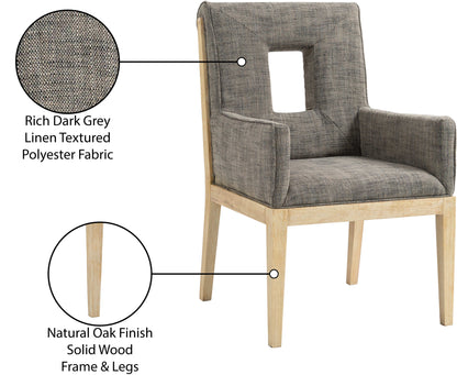 Madrid Grey Linen Textured Fabric Dining Arm Chair