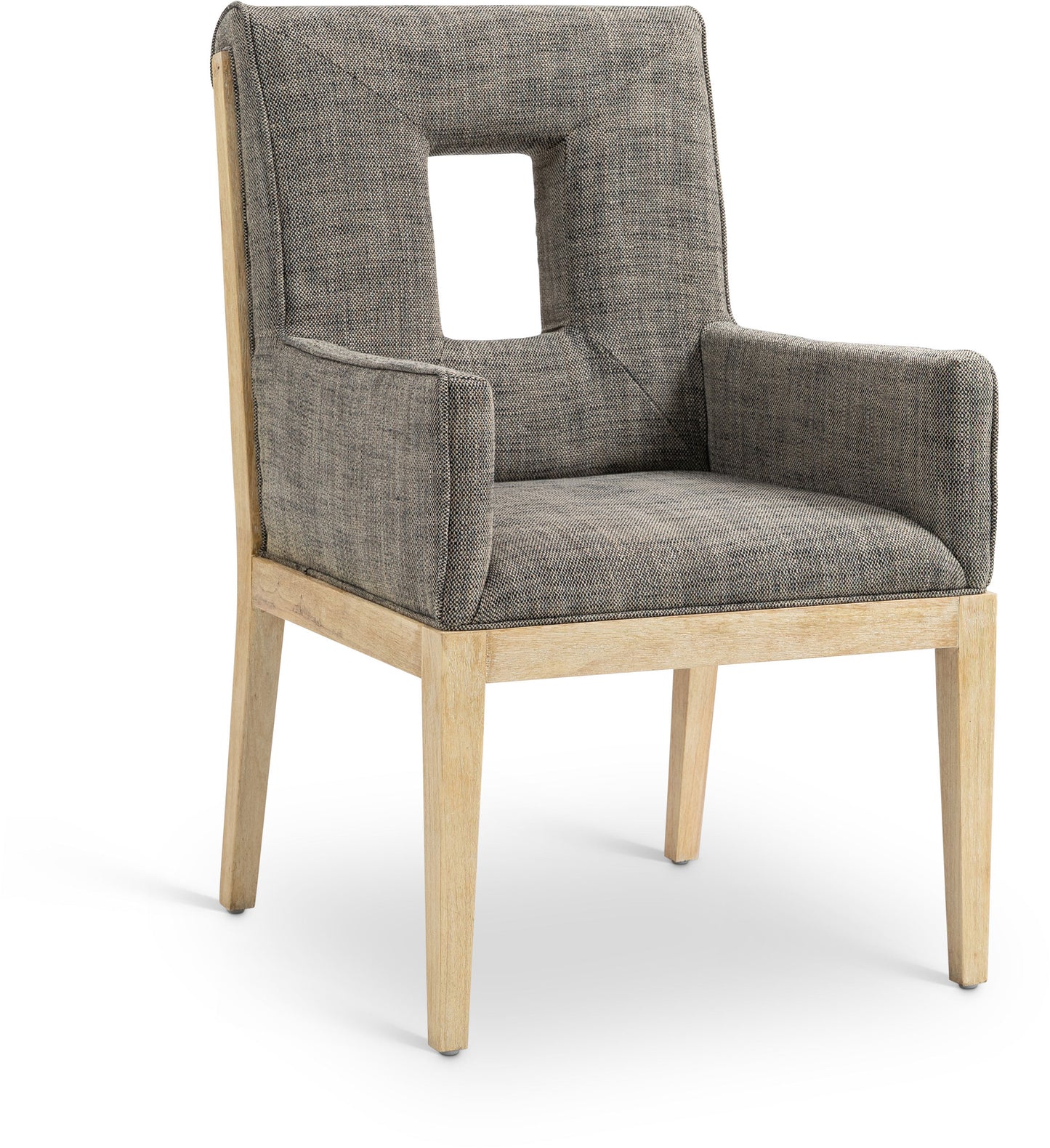 madrid grey linen textured fabric dining arm chair