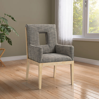 Madrid Grey Linen Textured Fabric Dining Arm Chair