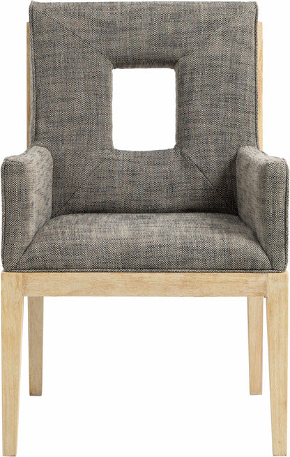 Madrid Grey Linen Textured Fabric Dining Arm Chair