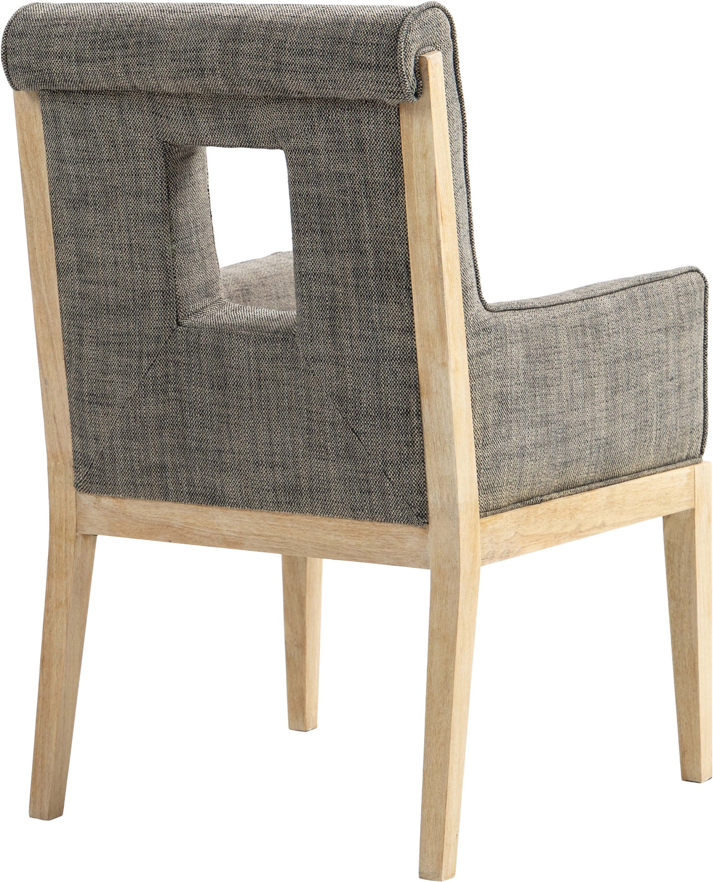 madrid grey linen textured fabric dining arm chair