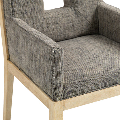 Madrid Grey Linen Textured Fabric Dining Arm Chair