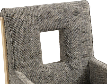 Madrid Grey Linen Textured Fabric Dining Arm Chair