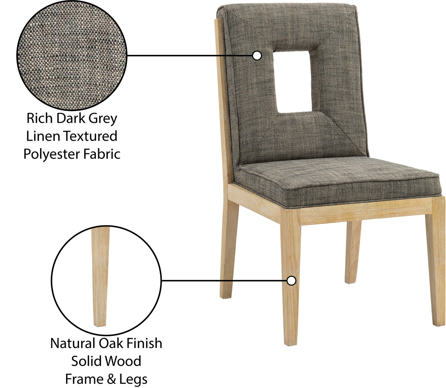 madrid grey linen textured fabric dining side chair