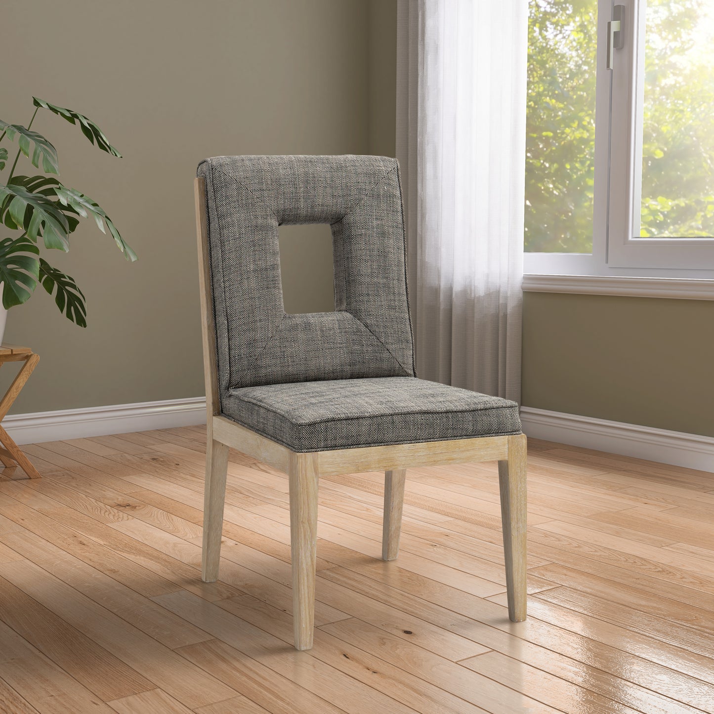 madrid grey linen textured fabric dining side chair