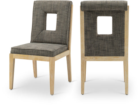 Kellan Grey Linen Textured Fabric Upholstered Dining Side Chair , 2-Piece (Style 1)
