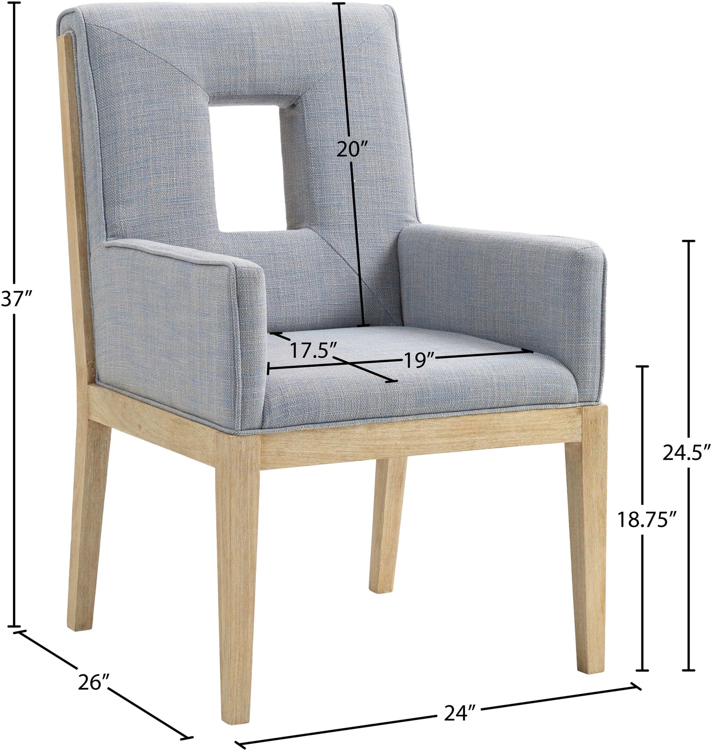 madrid light blue linen textured fabric dining arm chair