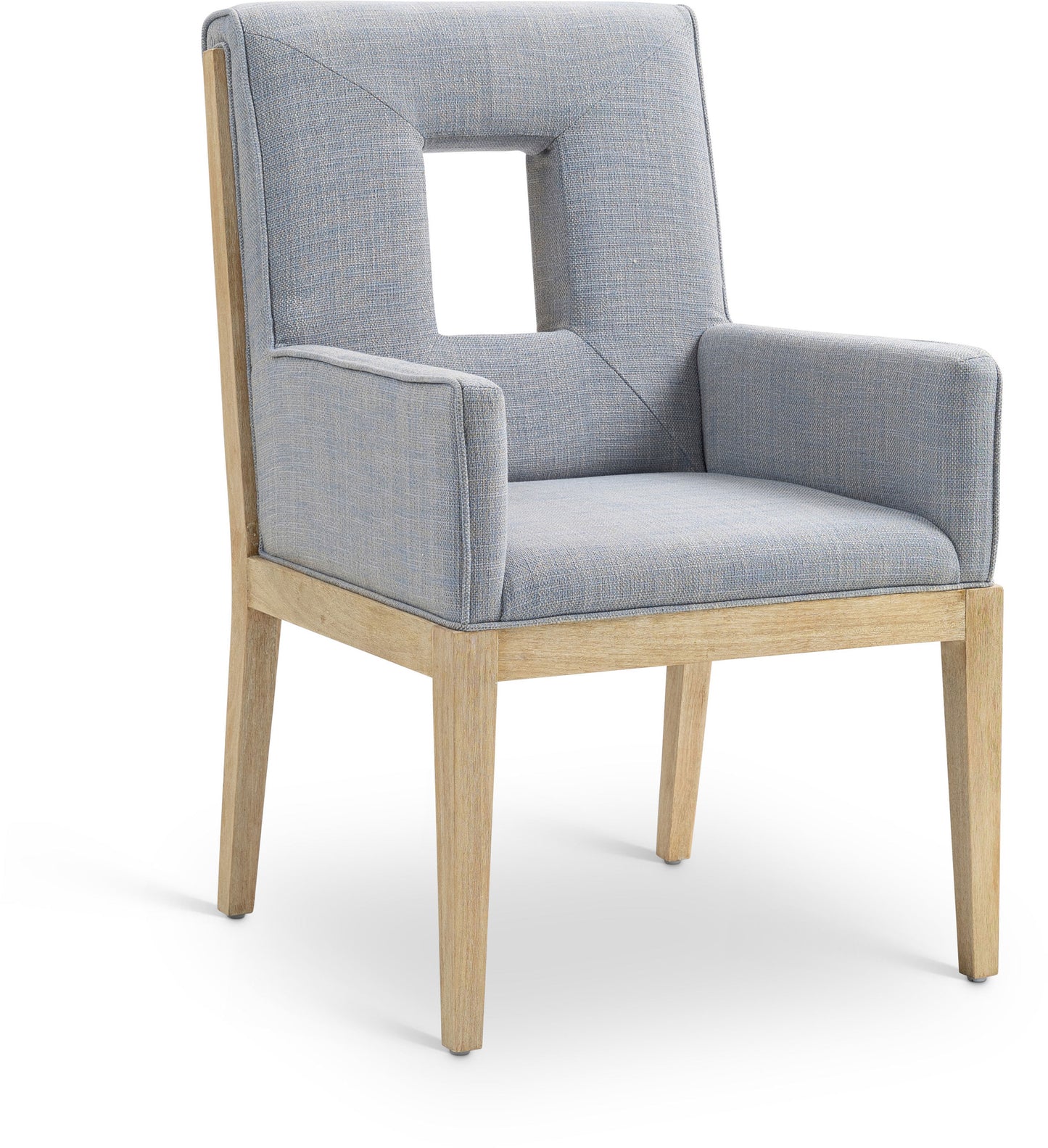 madrid light blue linen textured fabric dining arm chair