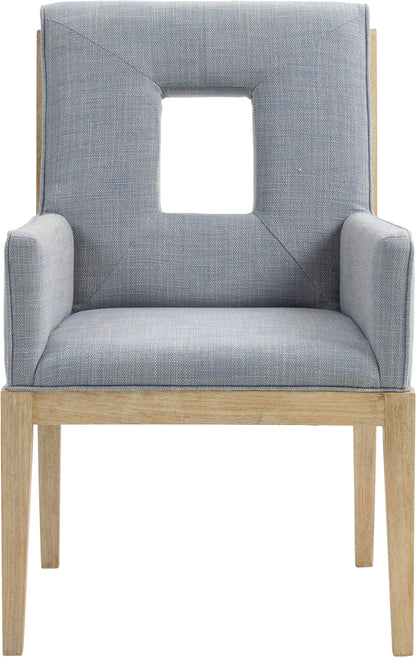 Madrid Light Blue Linen Textured Fabric Dining Arm Chair