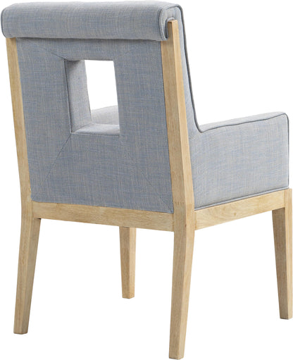 Madrid Light Blue Linen Textured Fabric Dining Arm Chair