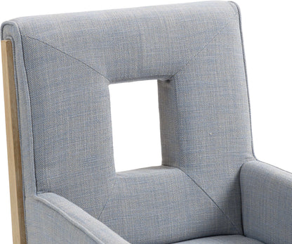 Madrid Light Blue Linen Textured Fabric Dining Arm Chair