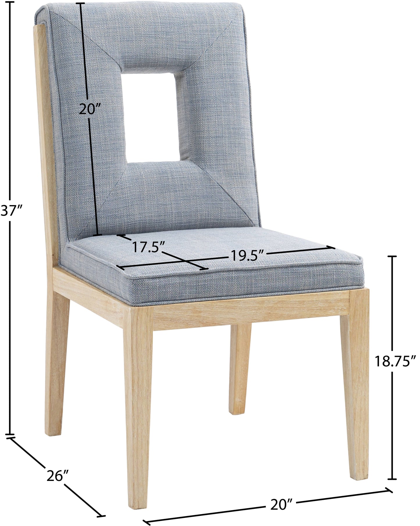 madrid light blue linen textured fabric dining side chair