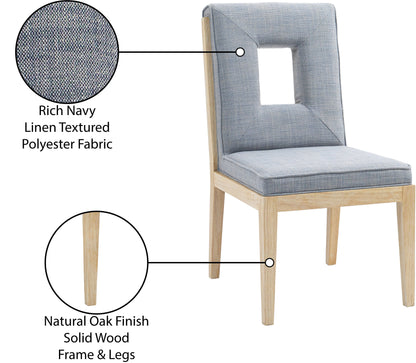 Madrid Light Blue Linen Textured Fabric Dining Side Chair