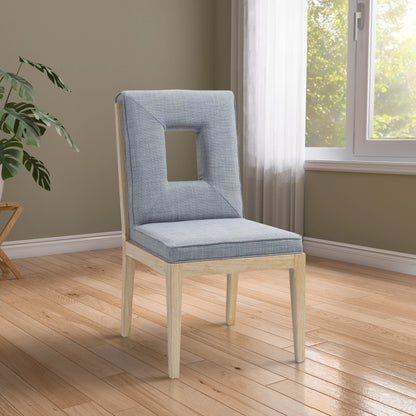 Madrid Light Blue Linen Textured Fabric Dining Side Chair