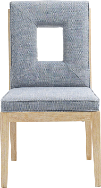 Madrid Light Blue Linen Textured Fabric Dining Side Chair