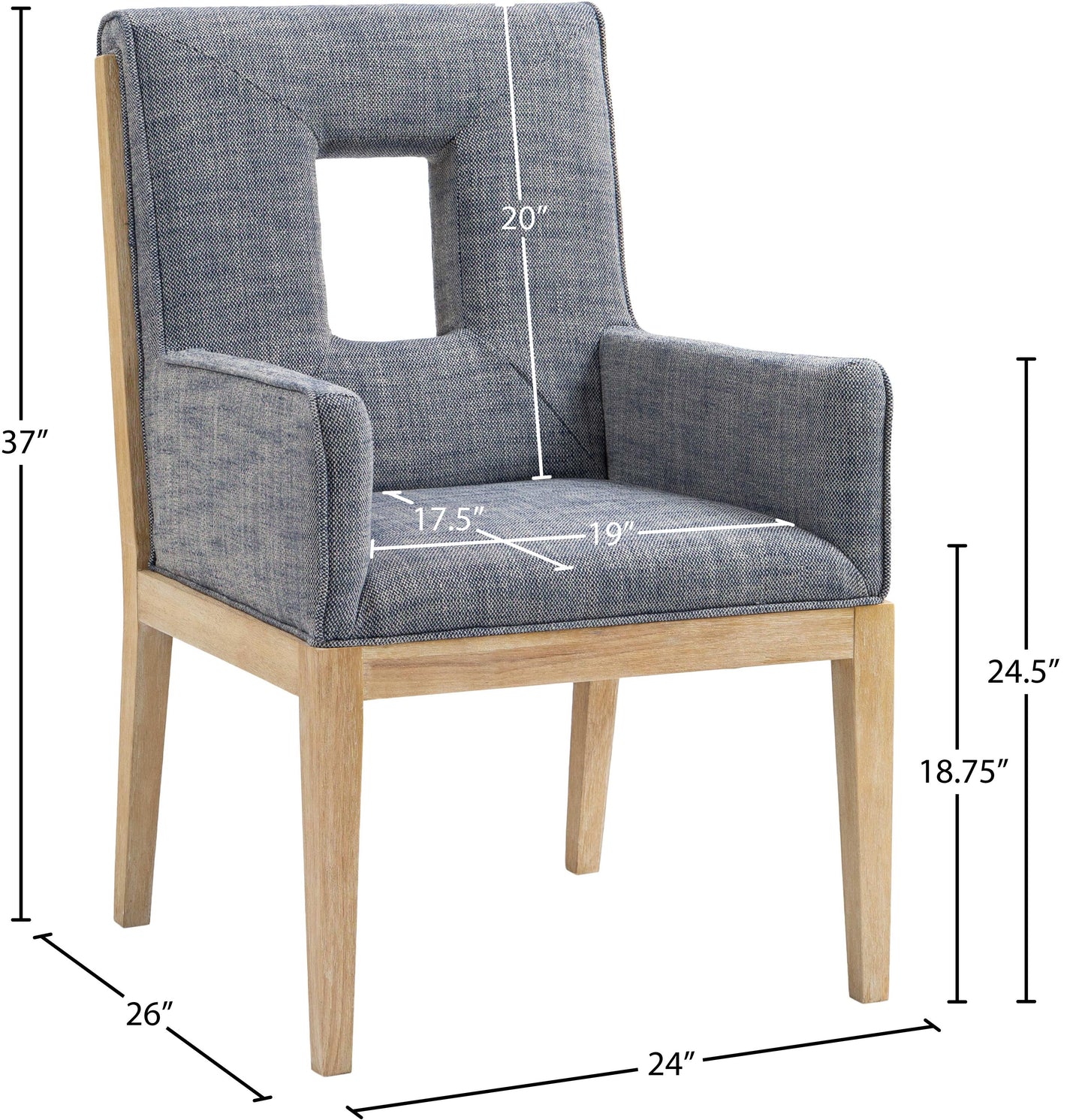 madrid navy linen textured fabric dining arm chair