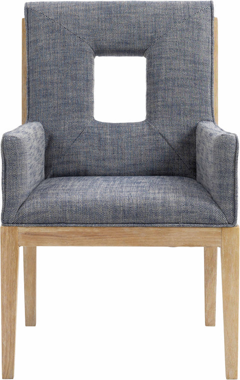Madrid Navy Linen Textured Fabric Dining Arm Chair