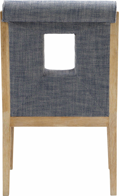 Madrid Navy Linen Textured Fabric Dining Arm Chair