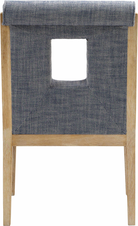 Madrid Navy Linen Textured Fabric Dining Arm Chair