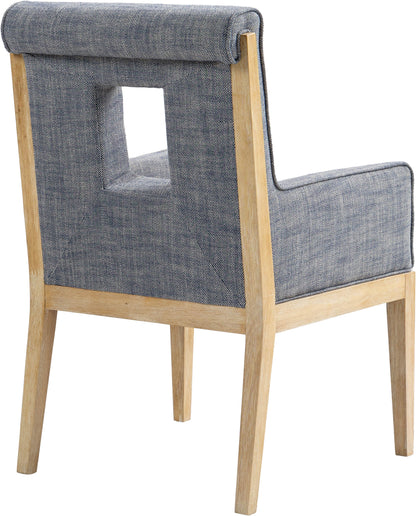 Madrid Navy Linen Textured Fabric Dining Arm Chair