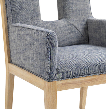 Madrid Navy Linen Textured Fabric Dining Arm Chair