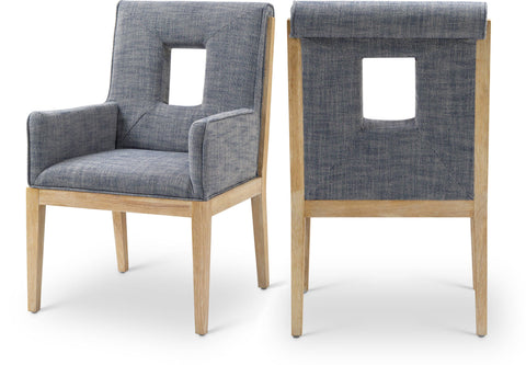 Arden Linen Textured Fabric Upholstered Dining Arm Chair, 1 Piece