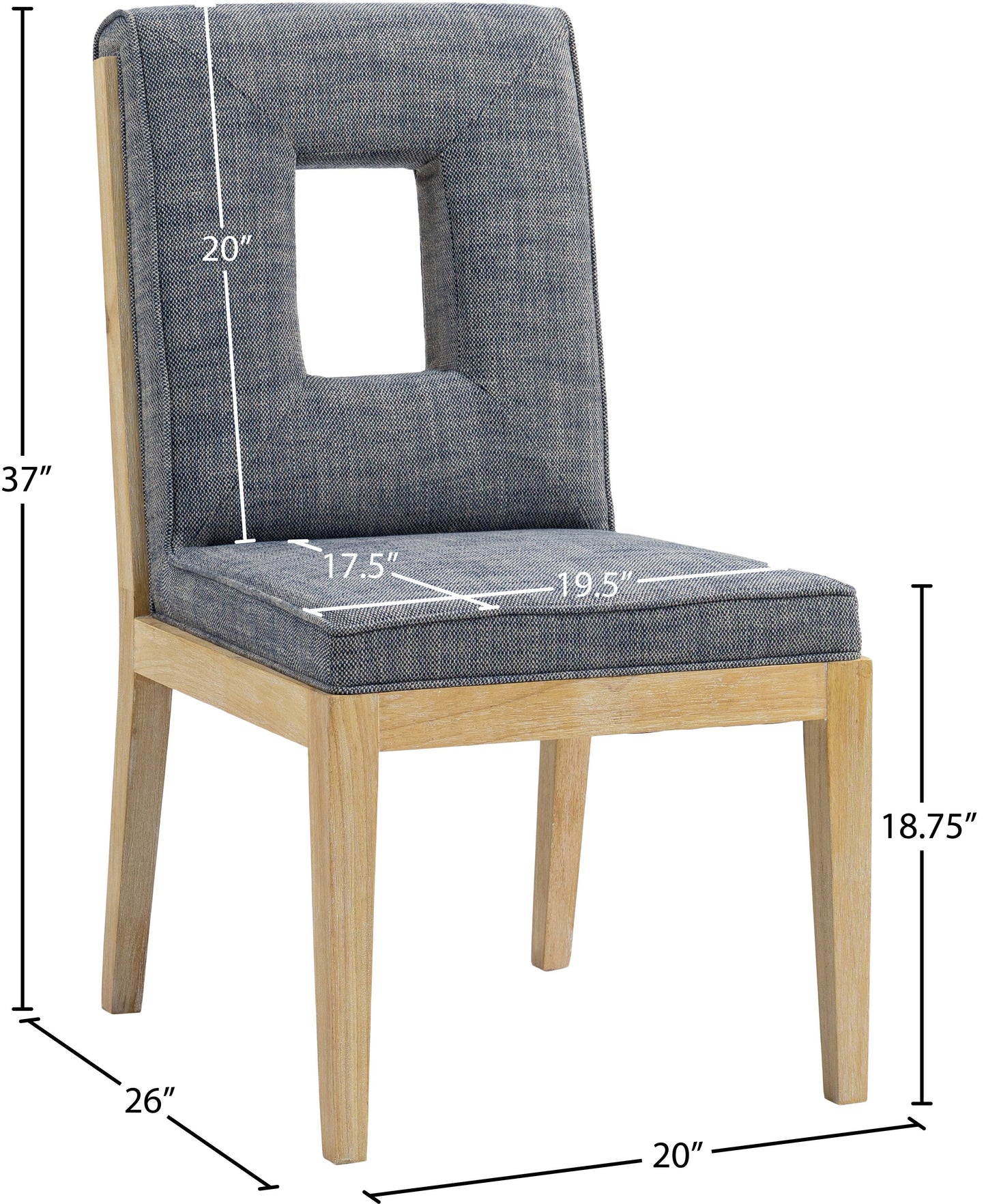 madrid navy linen textured fabric dining side chair