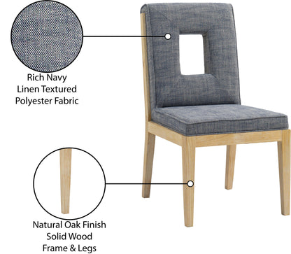 Madrid Navy Linen Textured Fabric Dining Side Chair