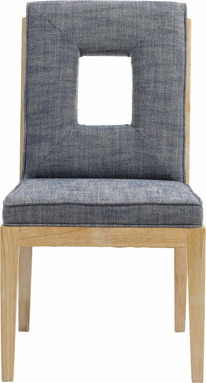 Madrid Navy Linen Textured Fabric Dining Side Chair