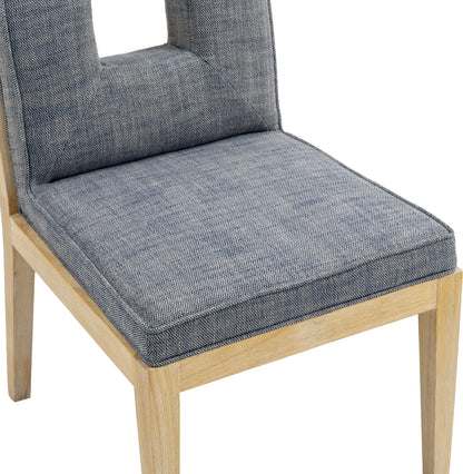 Madrid Navy Linen Textured Fabric Dining Side Chair