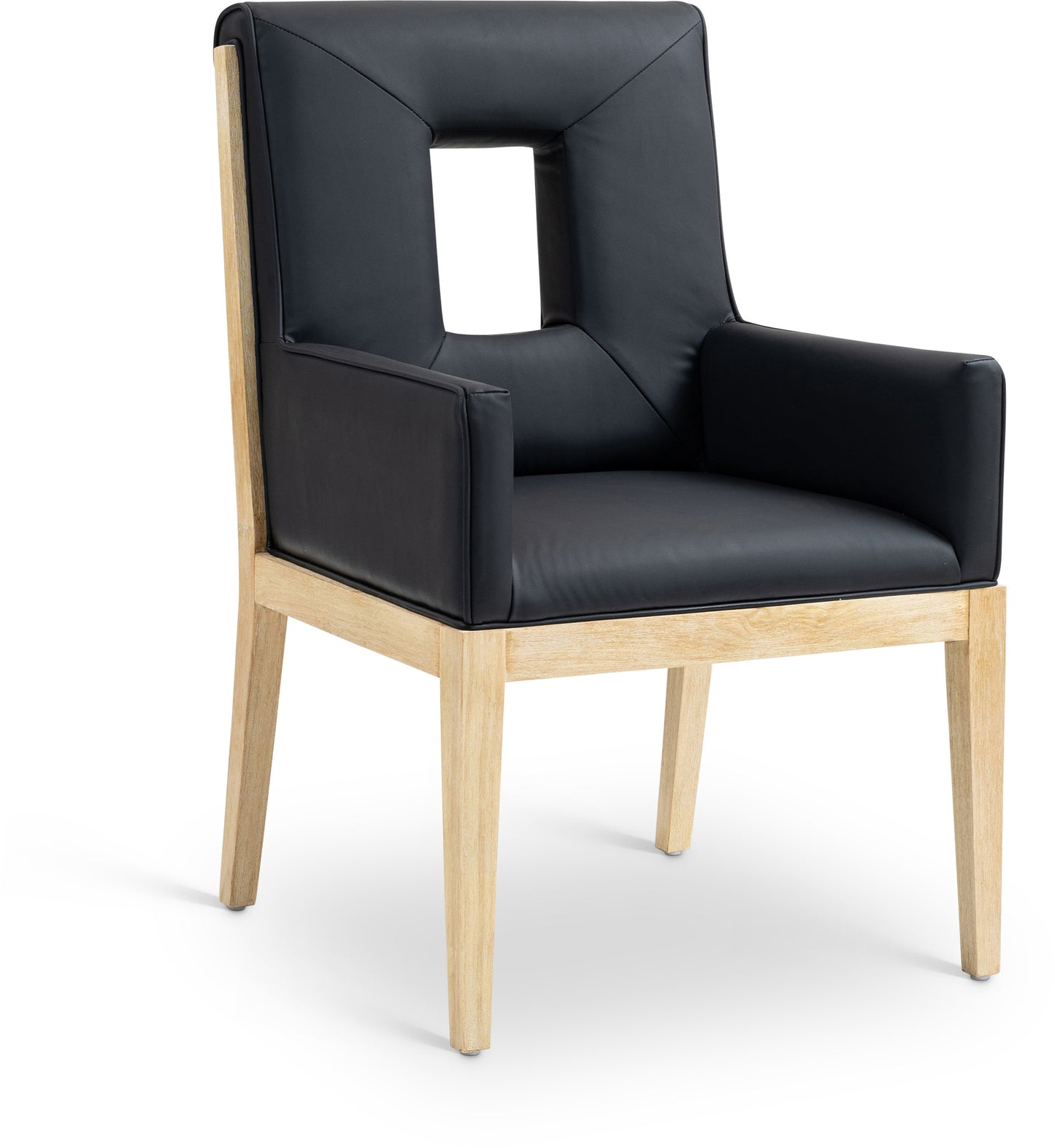 madrid black vegan leather dining arm chair