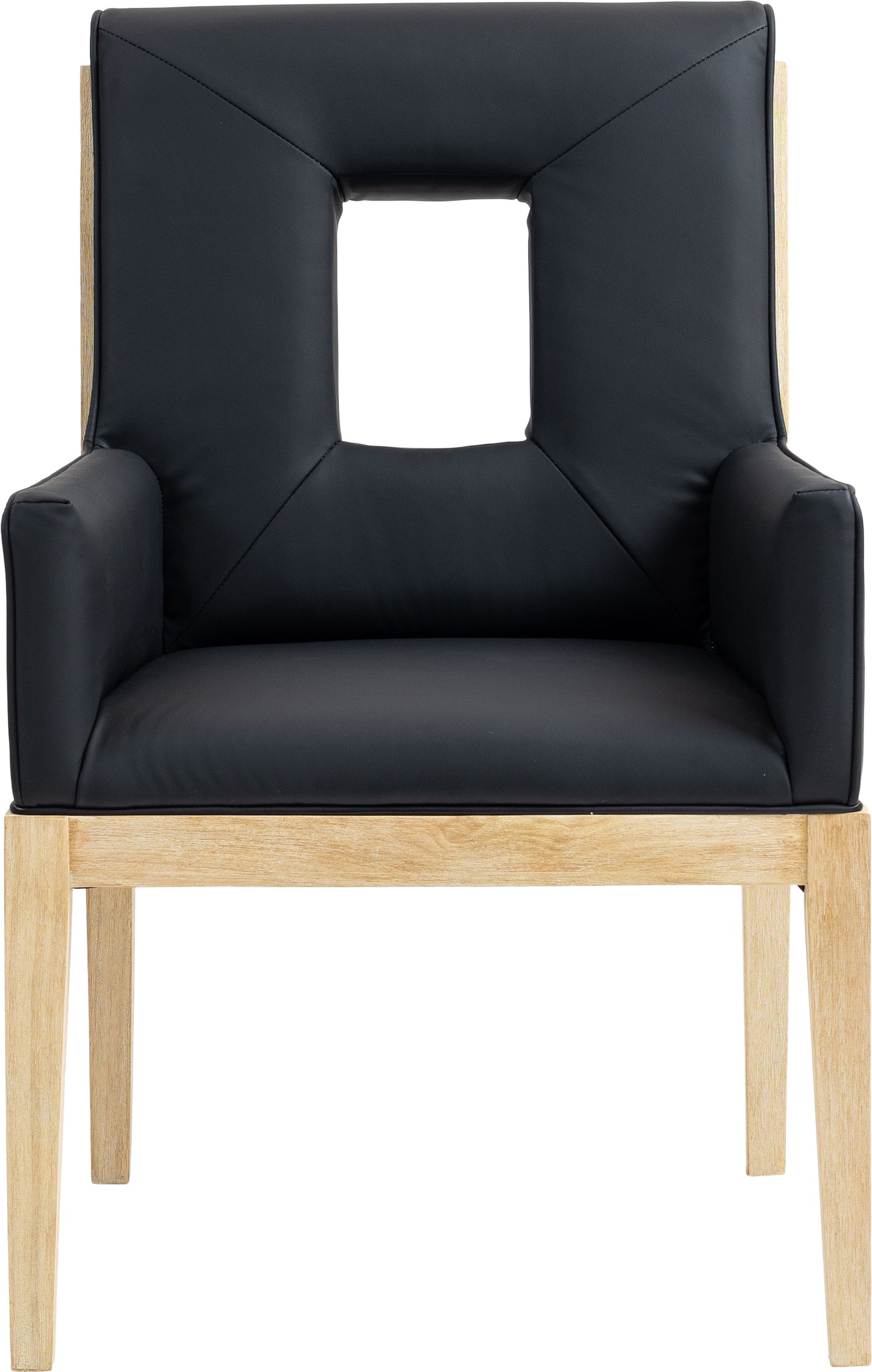 madrid black vegan leather dining arm chair