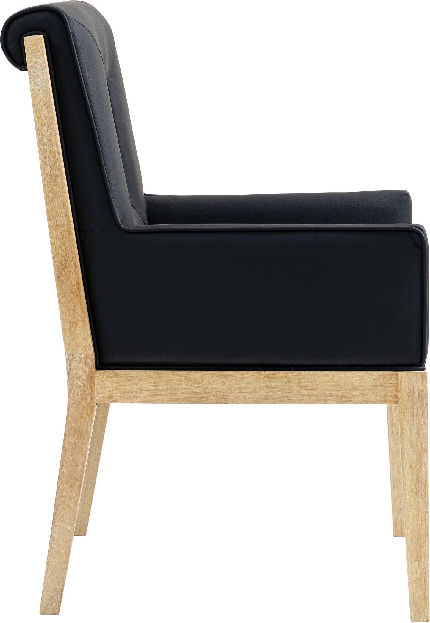 madrid black vegan leather dining arm chair