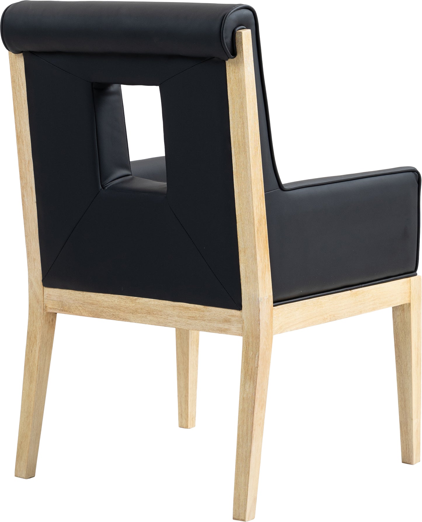 madrid black vegan leather dining arm chair