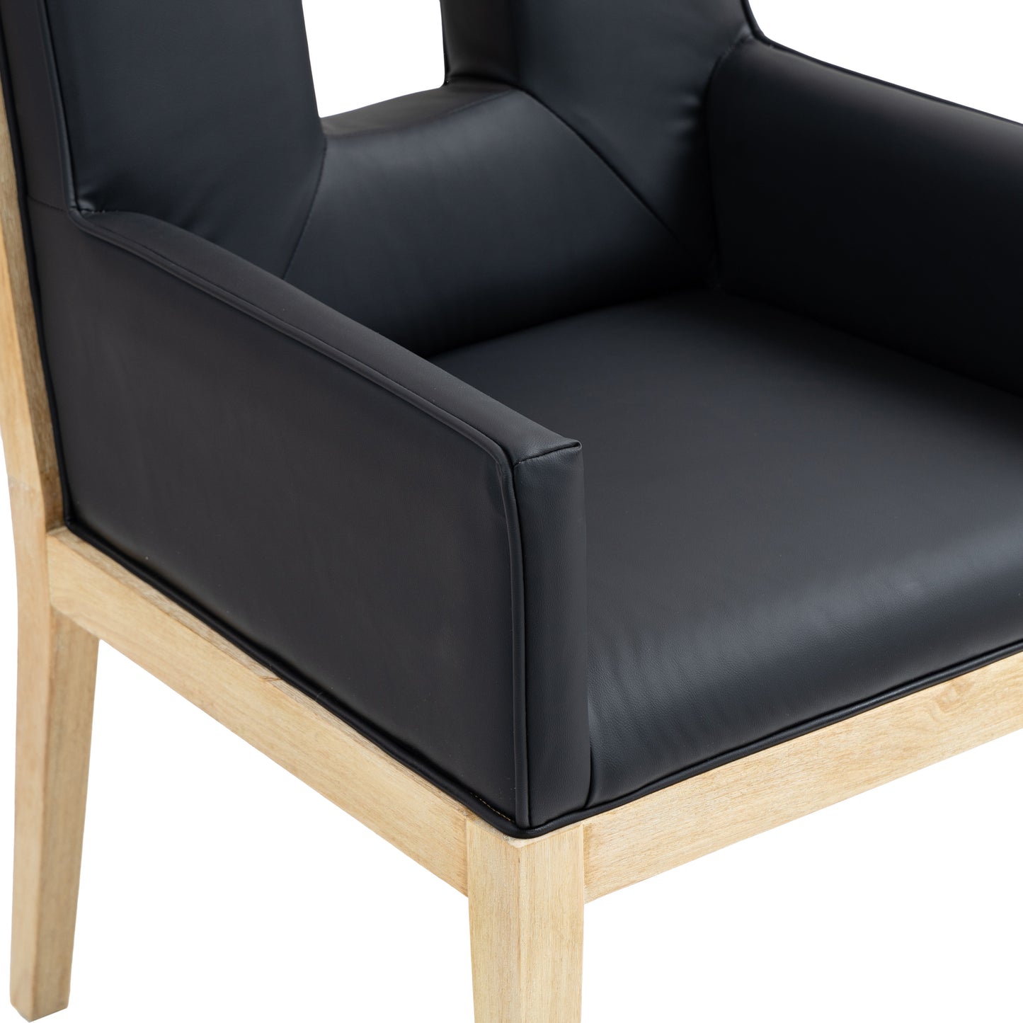 madrid black vegan leather dining arm chair