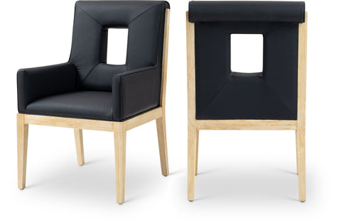 Kellan Black Vegan Leather Upholstered Dining Arm Chair , 1 Piece (Style 1)