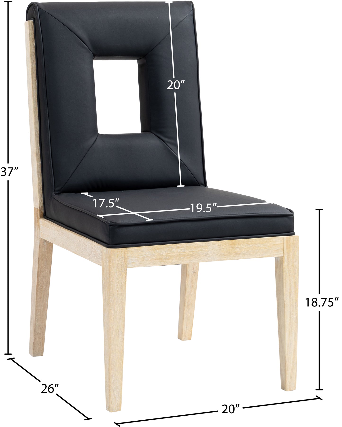 madrid black vegan leather dining side chair