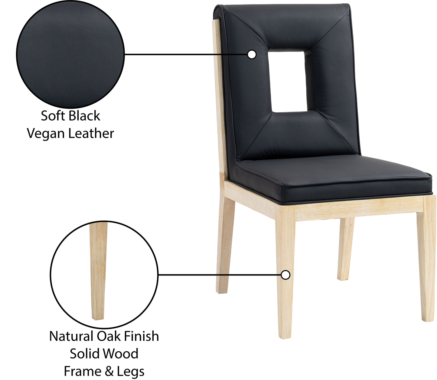 madrid black vegan leather dining side chair