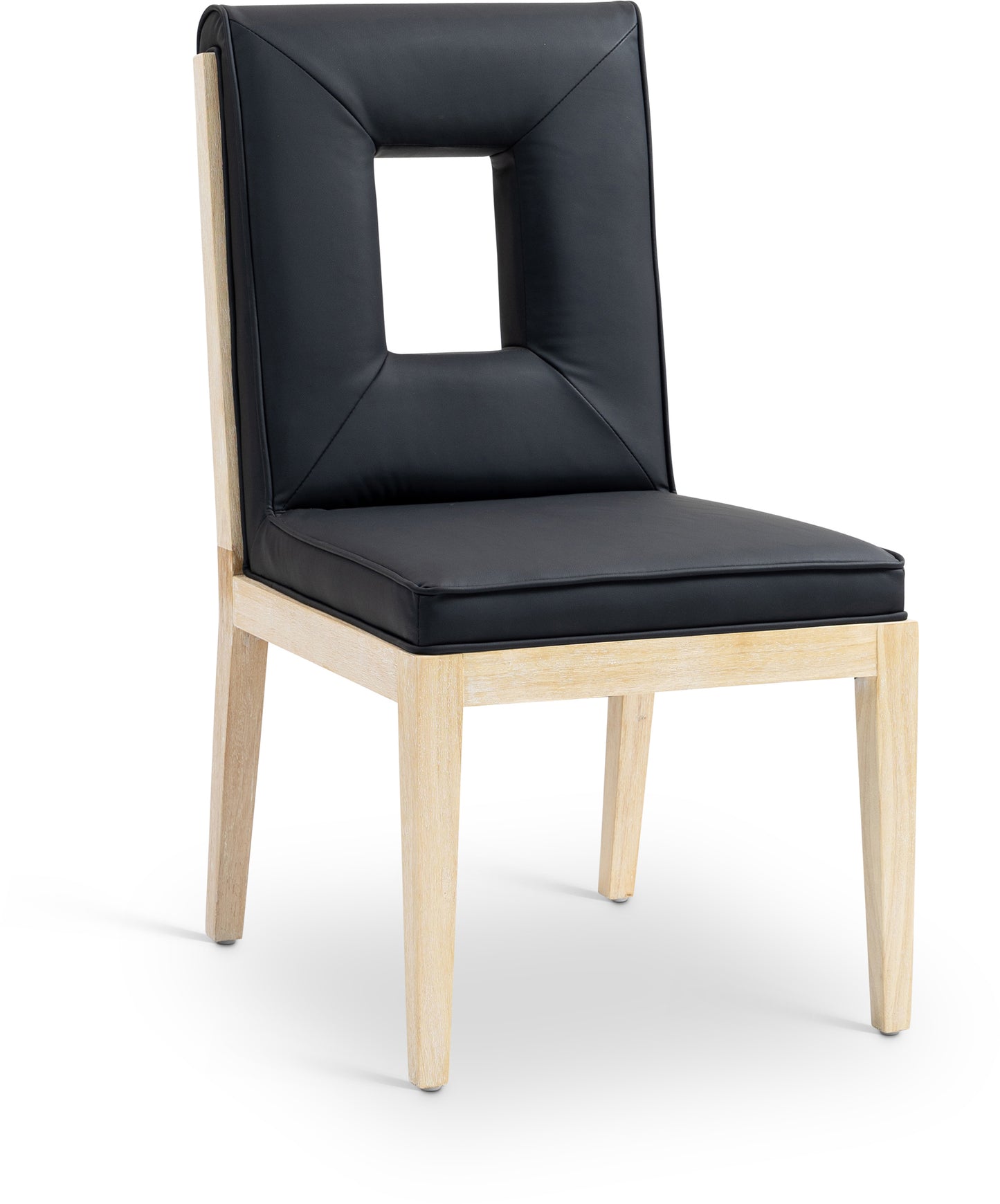 madrid black vegan leather dining side chair