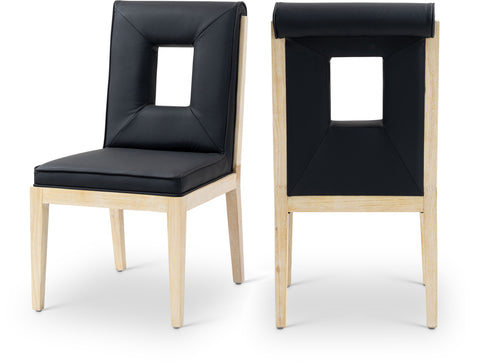 Kellan Black Vegan Leather Upholstered Dining Side Chair , 2-Piece (Style 1)