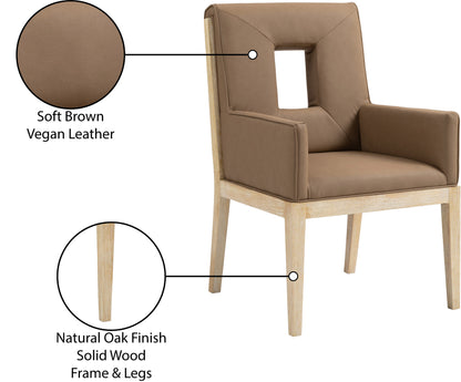 Madrid Brown Vegan Leather Dining Arm Chair