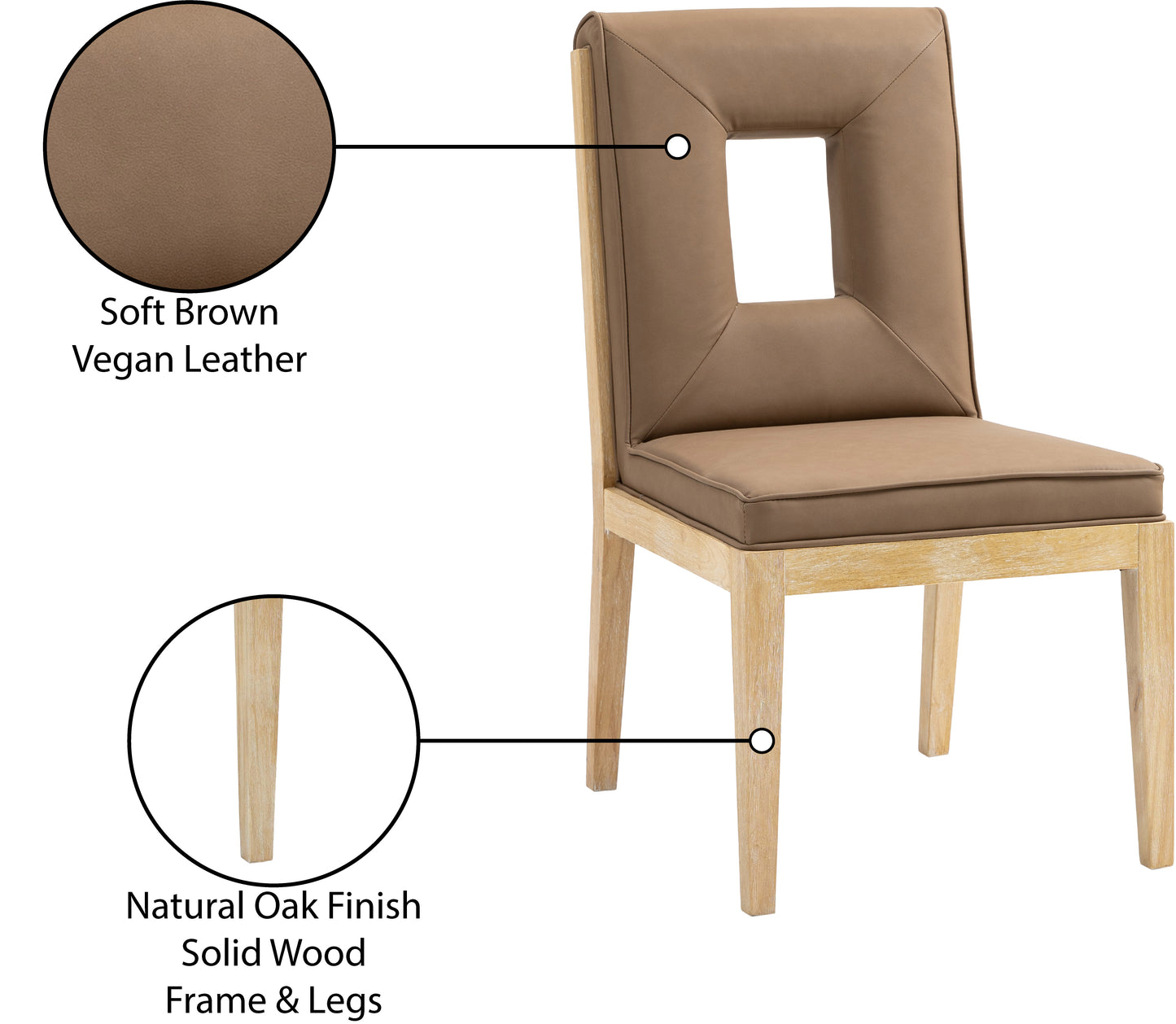 madrid brown vegan leather dining side chair