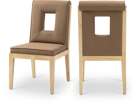 Kellan Brown Vegan Leather Upholstered Dining Side Chair, 2-Piece