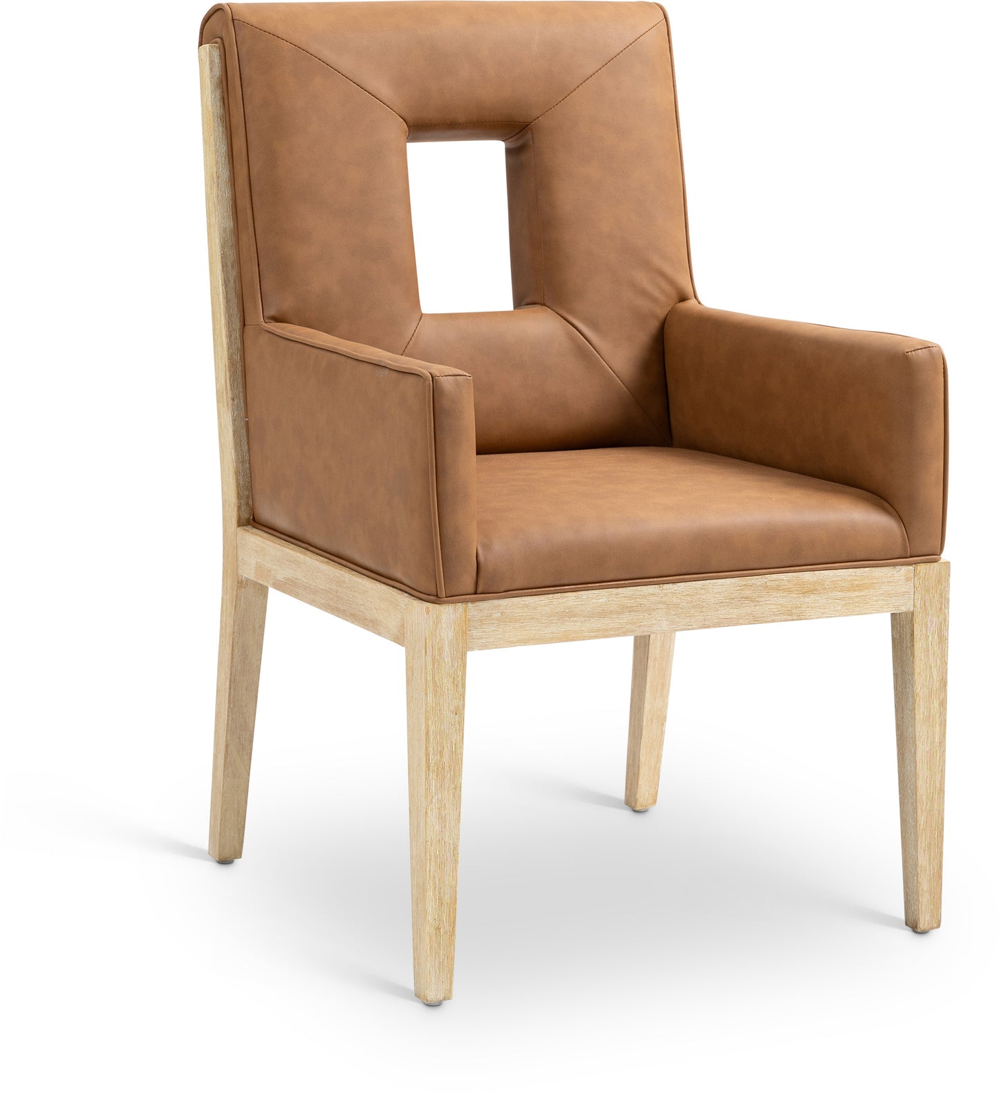 madrid cognac vegan leather dining arm chair