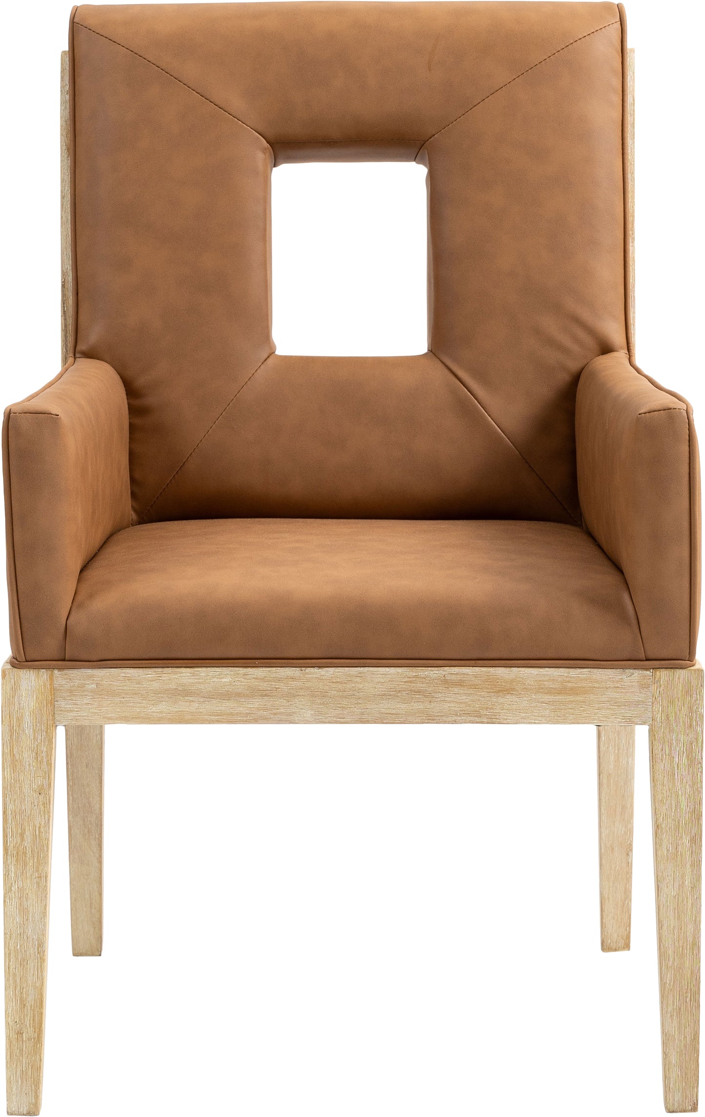 madrid cognac vegan leather dining arm chair