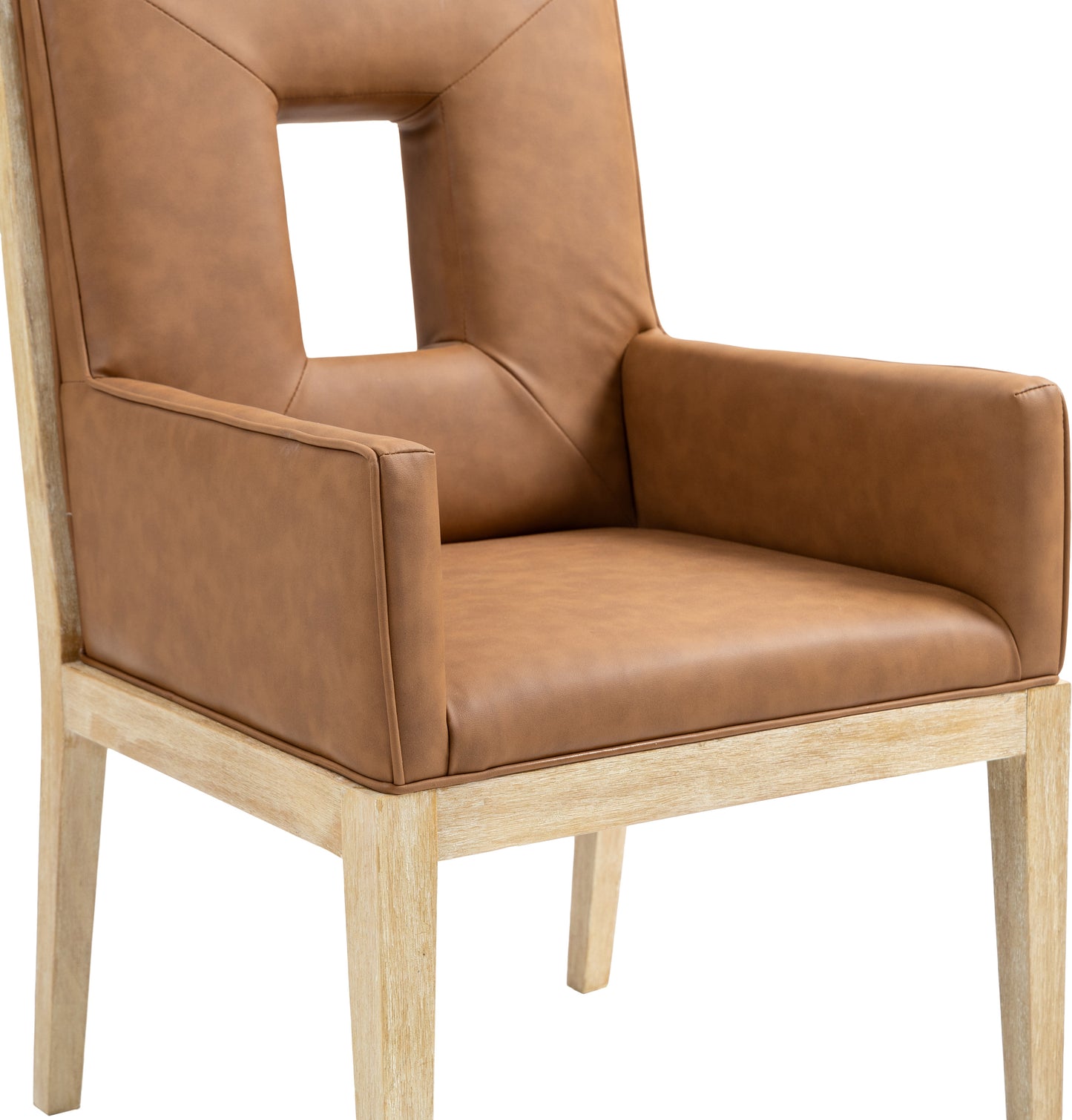 madrid cognac vegan leather dining arm chair